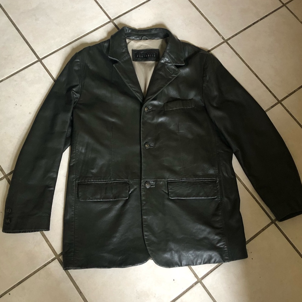 Perry Ellis Portfolio vintage leather jacket